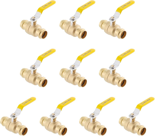 1/2" Press propress Ball Valve with EPDM O-Ring 1/4-Turn Full Port Shut Off Stop Valve for Copper Tubing Connection LF Brass 10PCS
