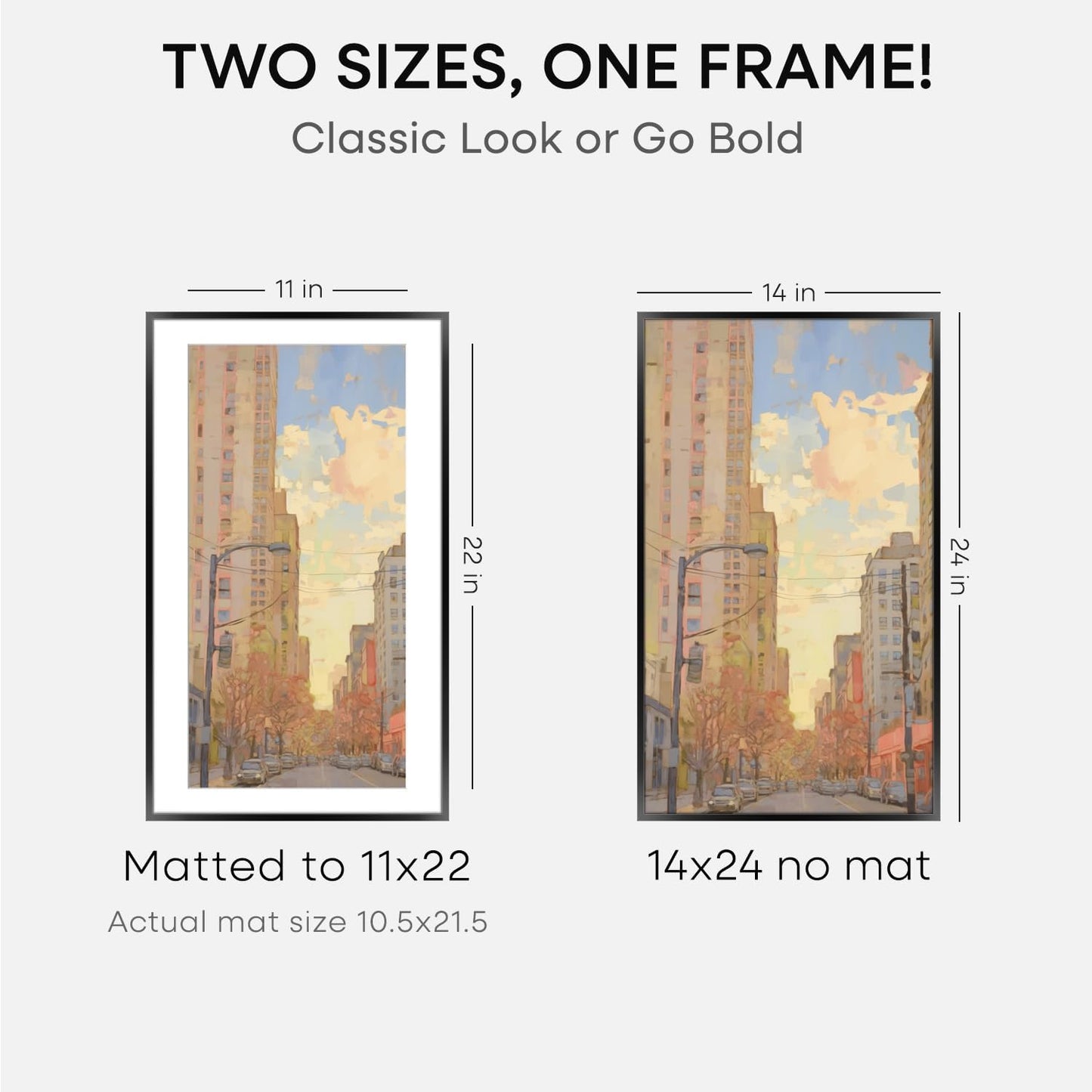 Homeforia 14x24 Picture Frame Black, High End Metal 14x24 Poster Frames with Mat 11x22 for Photo, 14 x 24 Black Frame Matted to 11 x 22 inch Print, 24x14 Thin Frame, Tempered Glass, Wall Kit, Set of 1