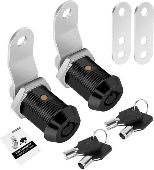 2 Pack Cabinet Lock with Keys, 7/8" RV Storage Locks Keyed Alike, RV Locks for Storage Door, Camper Cabinet Door Toolbox Lock Mailbox RV Cam Locks with Manual (Black -2 Pack, 7/8 Inch)…