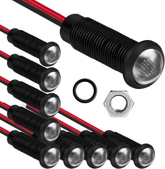 10pcs LED Plastic Indicator Pilot Light 110VAC Mounting Hole Size 6mm(White)