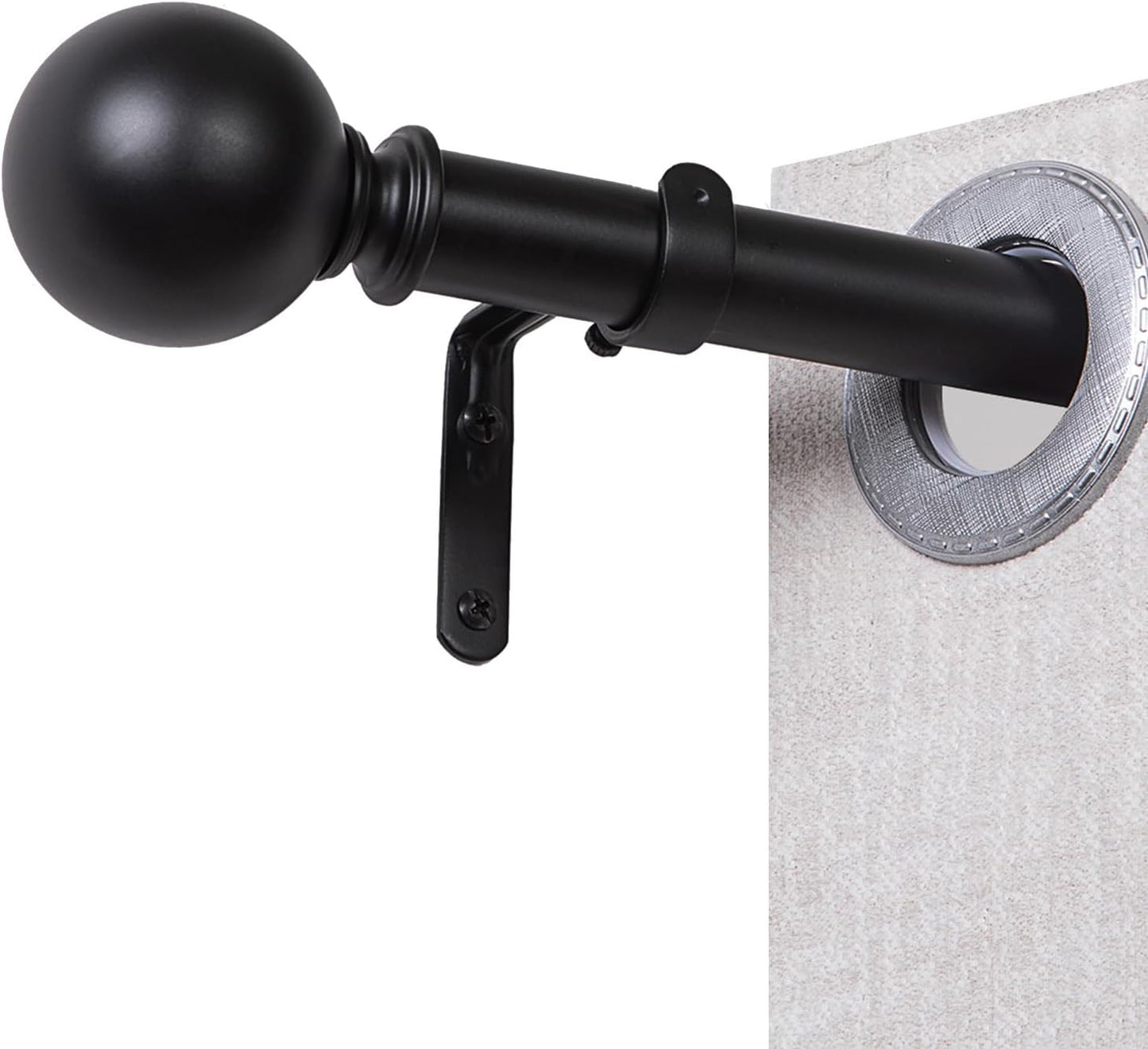 Black Curtain Rods for Windows 18 to 45 inches, 1 Inch Modern Metal Drapery Rods, Adjustable Heavy Duty Curtain Pole with Round Finials(18"-45"Black)