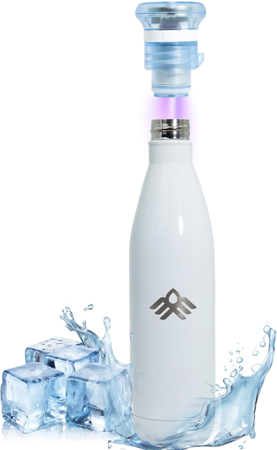 27 oz Smart Self Cleaning Water Large Bottle Ivory 304 Stainless Steel Insulated Light Purifying Bottle LED + Activated-Carbon Filter USB-C Rechargeable BPA-Free for Outdoor & Sports