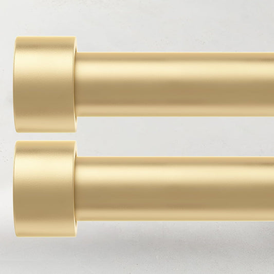 2 Pack Curtain Rods for Windows 28 to 48 Inch(2.3-4ft), 1 Inch Gold Curtain Rods Set, Adjustable Heavy Duty Curtain Rod for Patio Bedroom Living Room, Modern Drapery Rods, Size 32"- 60"