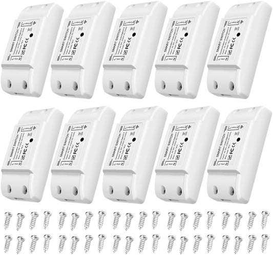 10A/2200W WiFi & BT Smart Remote Switch Module,DIY Smart Home Automation Timer Switch Module, Dual-Mode On/Off Device, Tuya APP Control,Compatible with Amazon Echo and Google Home