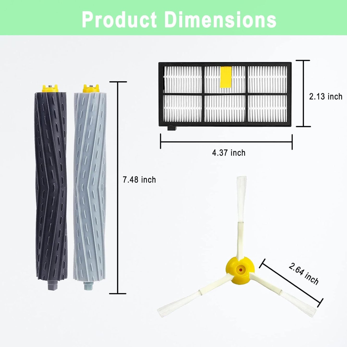 18 Pack Replacement Parts Compatible with iRobot Roomba 800 900 Series 805 850 860 861 864 866 870 871 880 890 891 960 980 981 985 961 Vacuum Accessories,2 Set Roller Brushes,8 Filters,8 Side Brushes