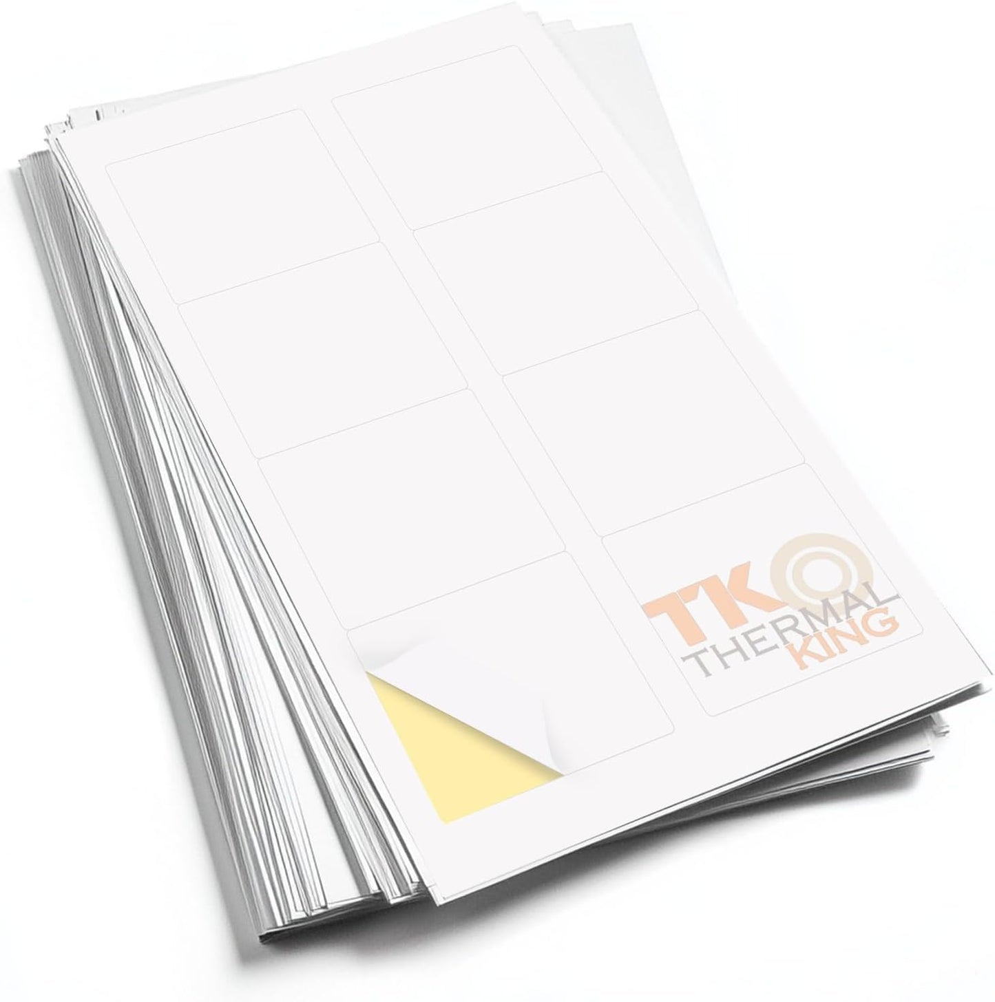 2-1/3" x 3-3/8" 100 Sheets White Blank Printable Adhesive Name Tags for Laser & Inkjet Printers (8 Labels/Sheet, Total 800 Labels)