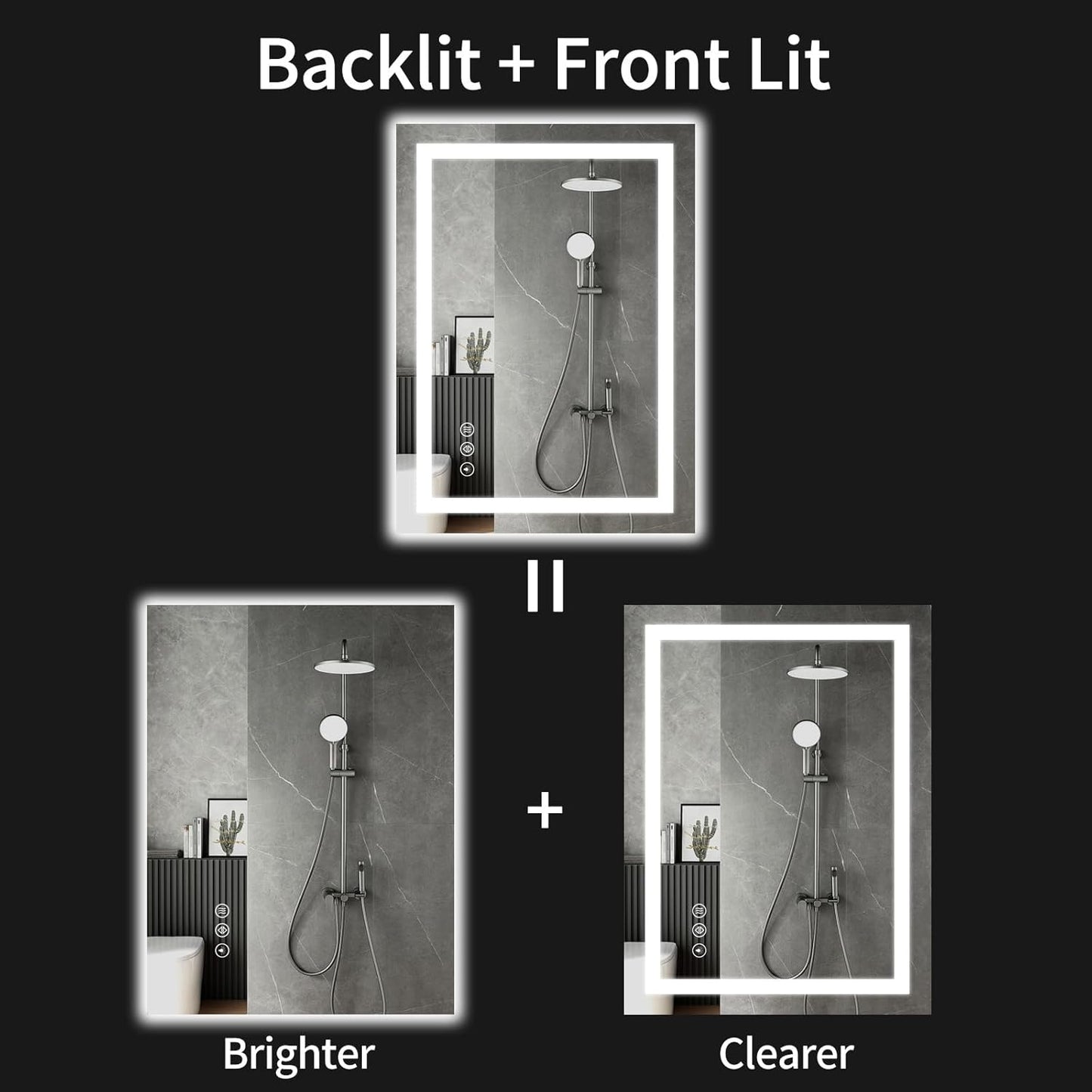 26"x38" LED Bathroom Mirror with Lights, Dimmable, Anti-Fog, Lighted Bathroom Vanity Mirror for Wall, Backlit + Front Lit, Memory Function, Shatter-Proof, Tempered Glass