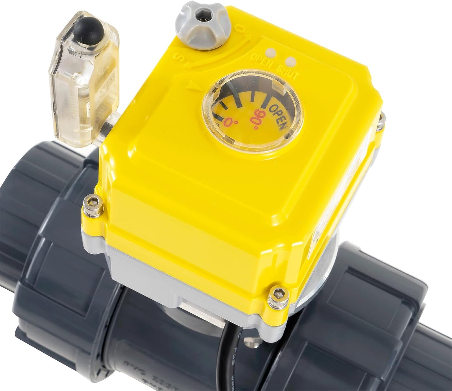 Smart electric valve 1 inch PVC joint ball valve Tuya APP smart wifi water cut-off valve DC24V AC110V-230V power adapter and power-off automatic return setting. Smart timing water valve DN25MM