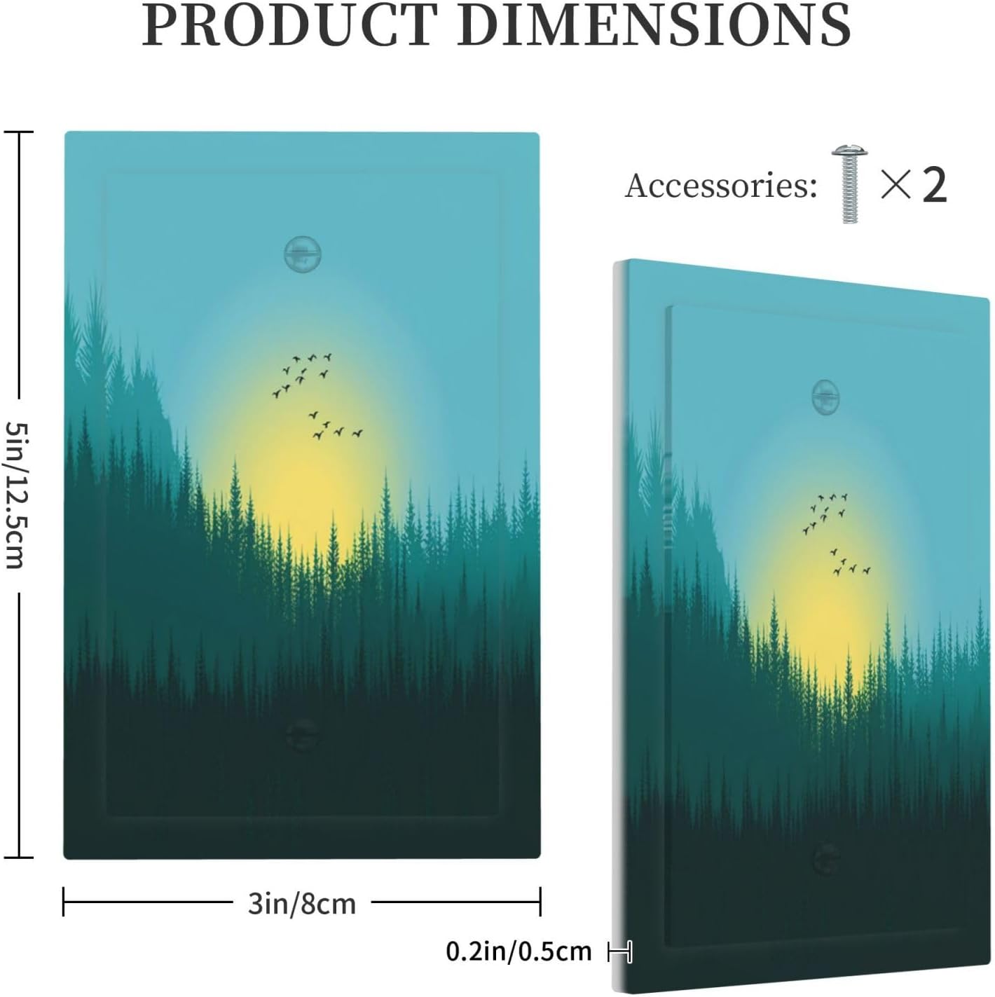 Green Forests And Birds Sun Woodland Light Switch Cover Plate 1 Gang No Device Blank Decorative Switch Plate Electrical Wall Plates Faceplate for Bedroom Bathroom Decor