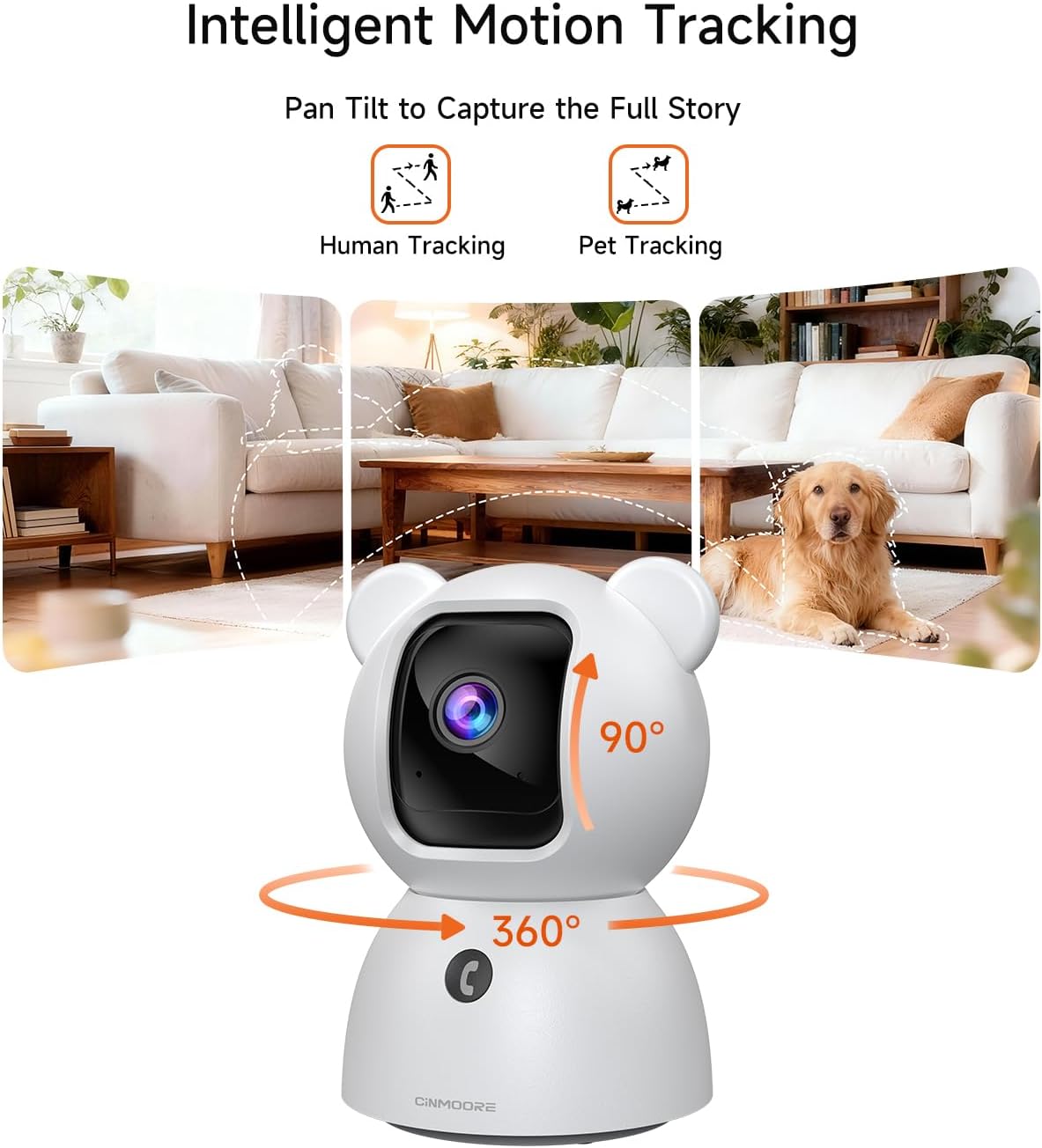 2.5K Camera for Home Security, Non-Subscription AI Human/Pet/Crying Detection, 4MP Dog/Cat/Pet Camera Indoor with Phone App, Pan Tilt 2.4G WiFi Indoor Cameras, IR Night Vision, Full Duplex 2-Way Audio