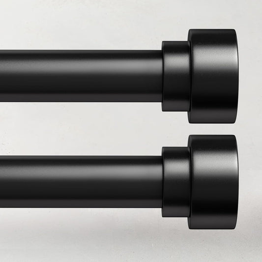 2 Pack Curtain Rods for Windows 66 to 120, 1 Inch Black Adjustable Heavy Duty Extra Long Curtain Rod with End Caps, Modern Indoor Outdoor Window Drapery Rods for Patio Bedroom, Size 32"-120"