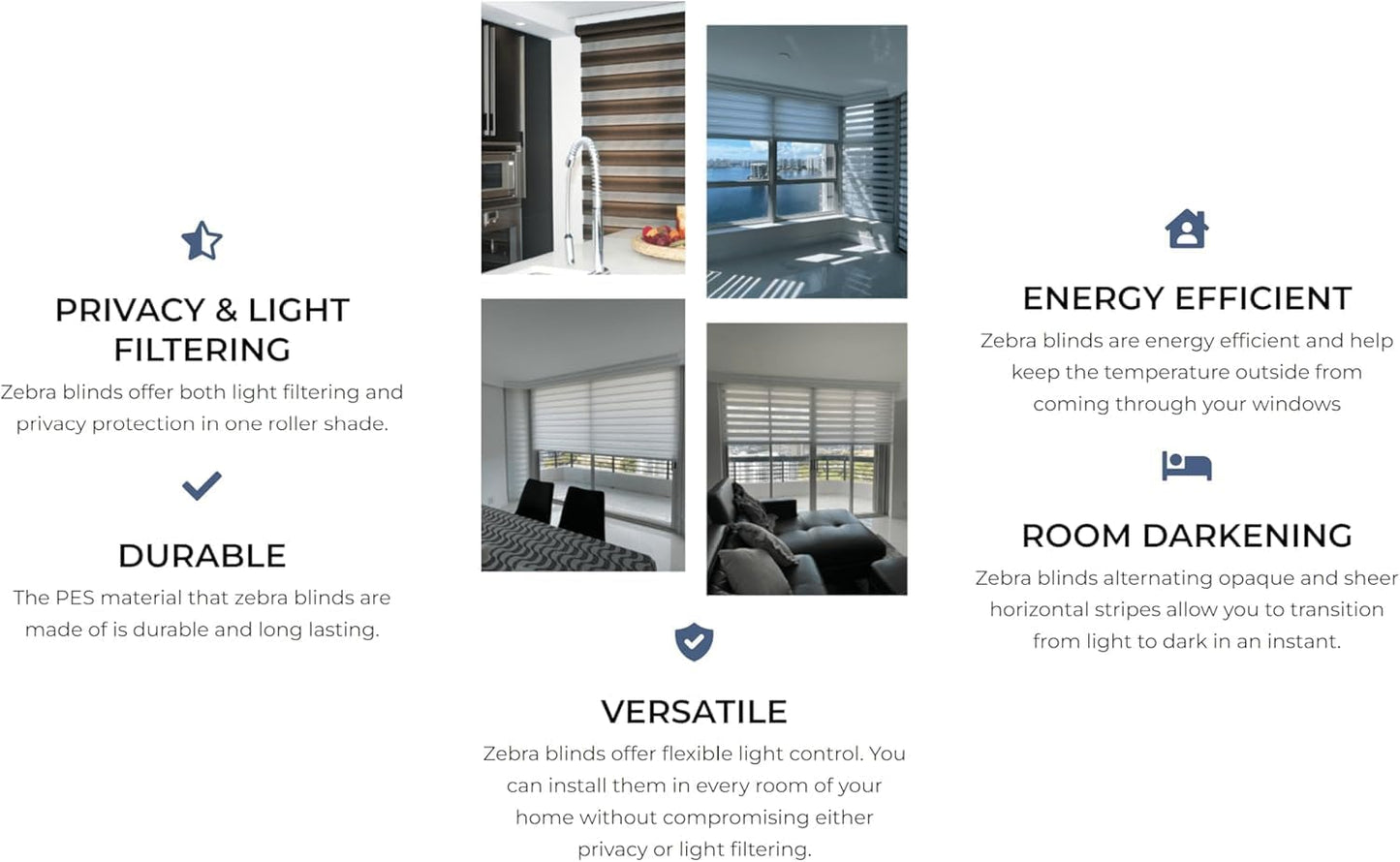 Shadesu Custom Size Zebra Blinds for Windows, 80" W x 72 H, White, Dual Layer Free-Stop Zebra Shades, Light Control for Day and Night, Sheer Blinds for Indoor Windows, Bedroom, Kitchen