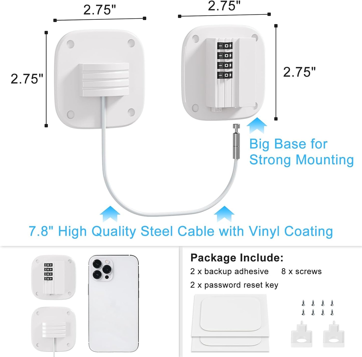 2 Pack Fridge Lock with Combination, No Key Required, Upgrade Refrigerator Lock with Adhesive and Screws, Freezer Cabinet Pantry Drawer Latch to Keep Door Closed, for Kids Adults Cats & Dogs, White