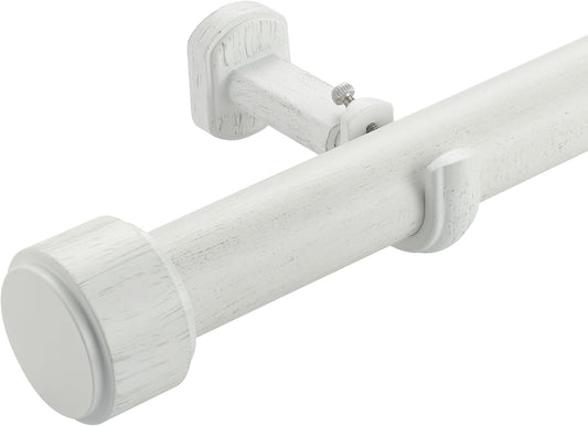 Heavy Duty Curtain Rods,1 1/4" Large Diameter Premium Nonadjustable Curtain Rod,96in/8ft Custom Window Treatment Rods with Durable Aluminum Brackets and End Caps,White Finish