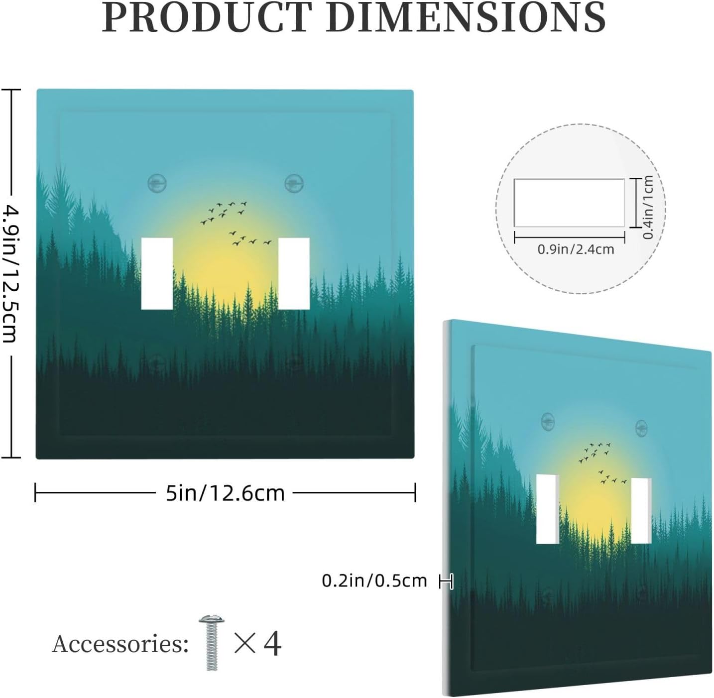 Green Forests And Birds Sun Woodland Decorative Switch Plates 2 Gang Double Toggle Outlet Light Switch Cover Wall Plate Electrical Faceplate for Bedroom Bathroom Decor