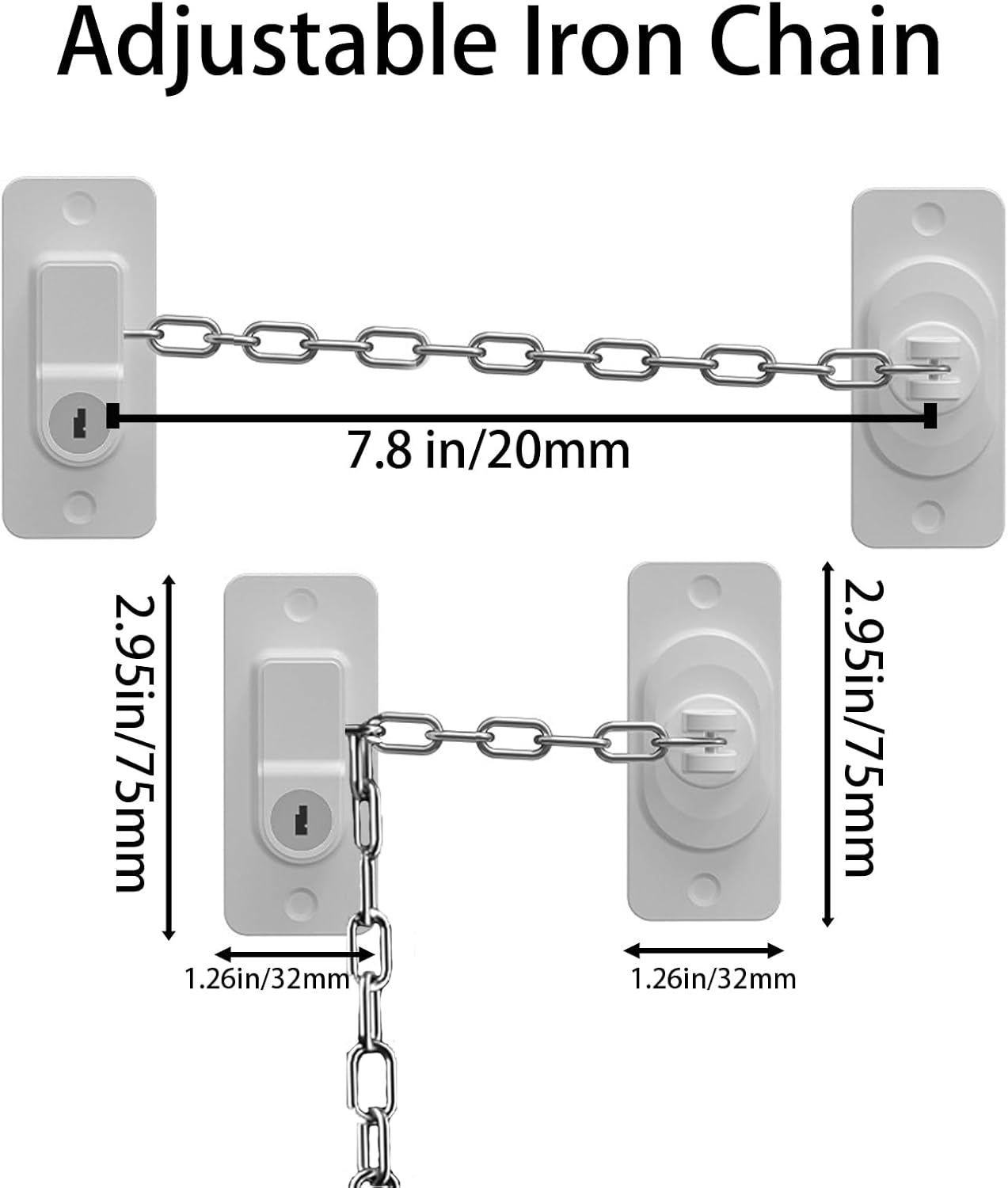 CMINGJ (3 Pack) Child Safety Locks, Adjustable Refrigerator Lock with Keys, for Fridge, Door, Drawers, Toilet and Child Safety Cabinet Lock, door lock, window lock for Kids and Toddlers (White)
