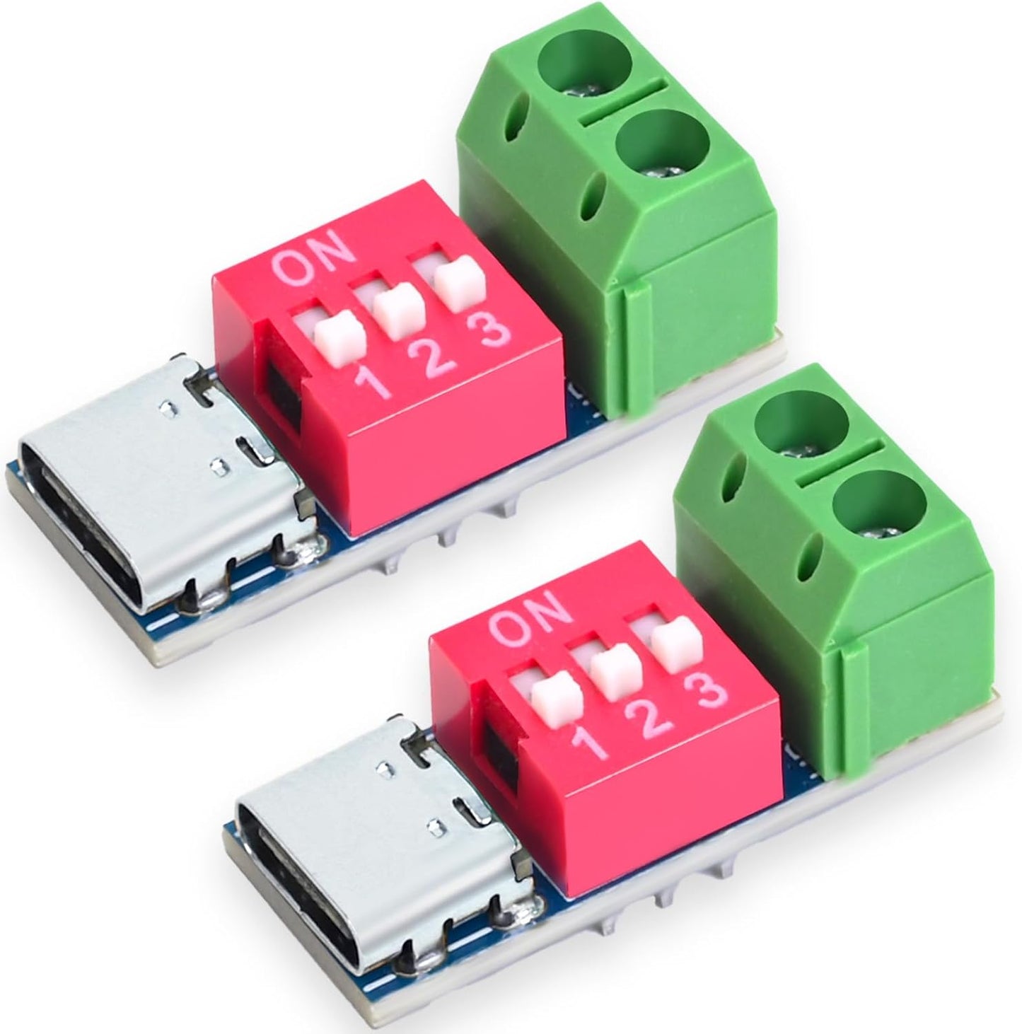 2PCS USB-C PD/QC Fast Charge Trigger Module & Decoy Board - Dual-Port Voltage selector (5V/9V/12V/20V Output) Charger Power Delivery Boost Module
