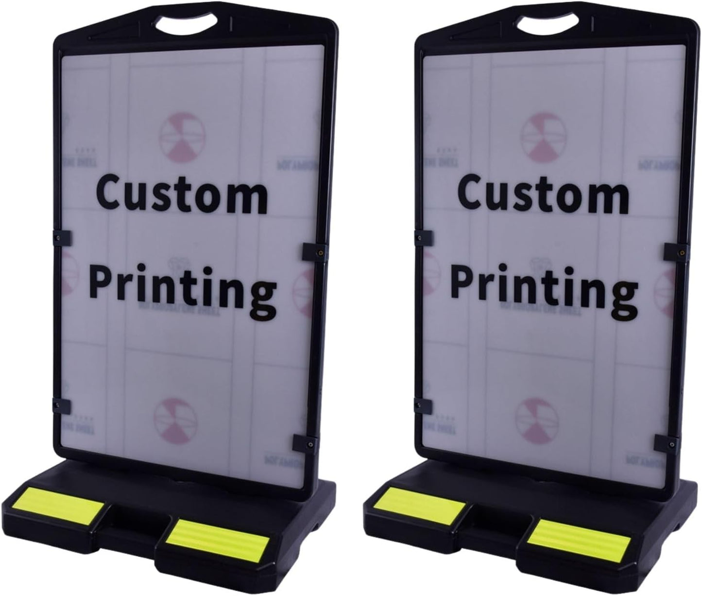 2 Pack 24"x36" Wind Sign Board with 40Lb Fillable Base, Double-Sided Customizable and Reusable Pavement Sign for Professional Outdoor Use (Black, Panel Frame)