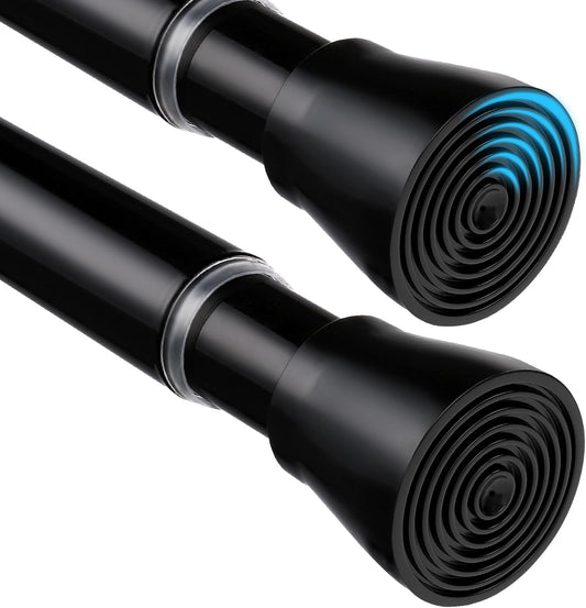 2 Pack Black Shower Curtain Rod 30 To 64 Inch Black Shower Tension Rod 7/8" Adjustable Curtain Rod No Drilling Spring Tension Curtain Rod Shower Rods for Bathroom Windows Doorways Closet