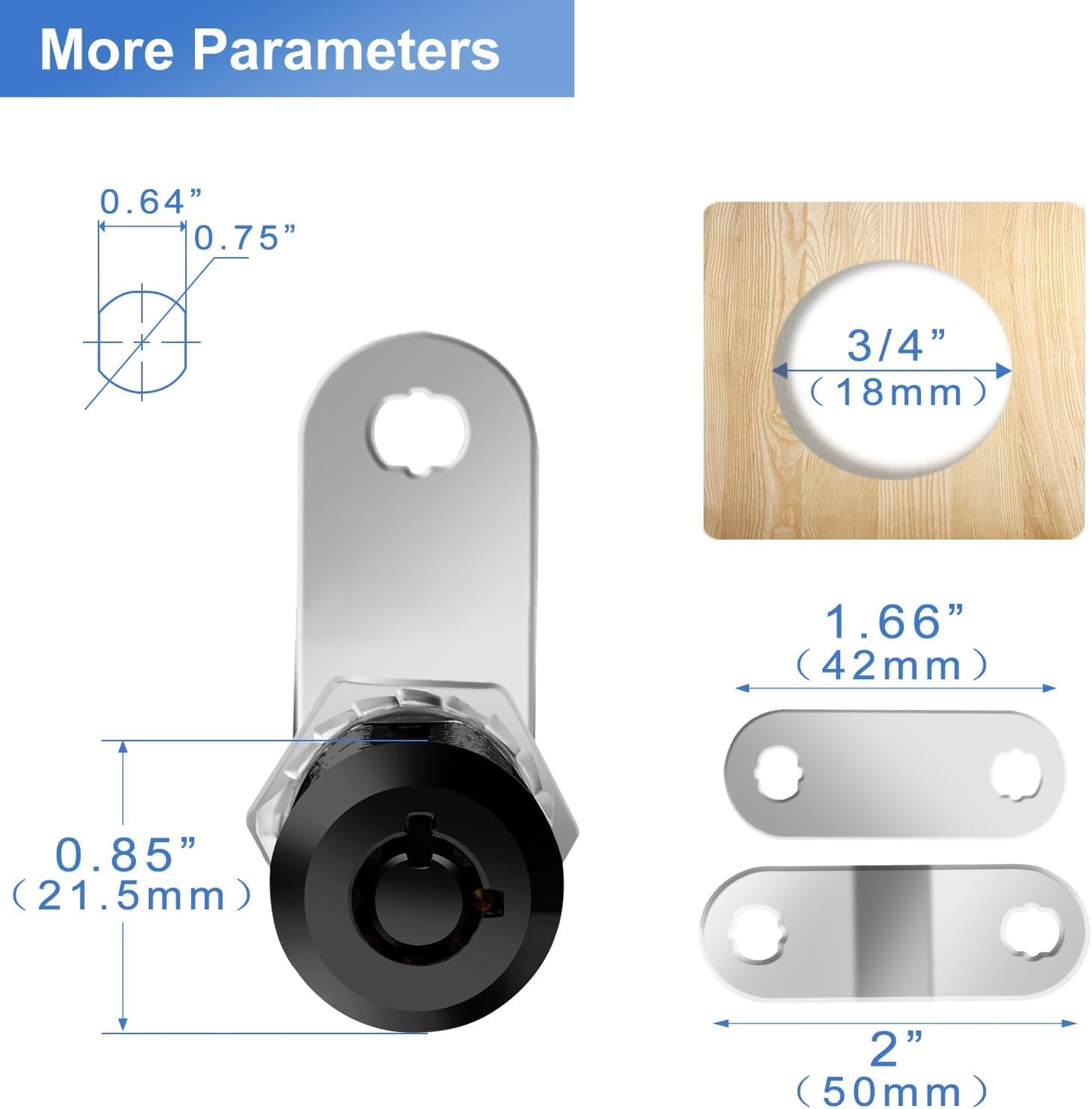 RV Storage Locks, Keyed Alike, 1-1/8' Fits 7/8' Max Door Thickness, Camper Trailer Cabinet Locks (Black 1-1/8 Inch 2Pack)