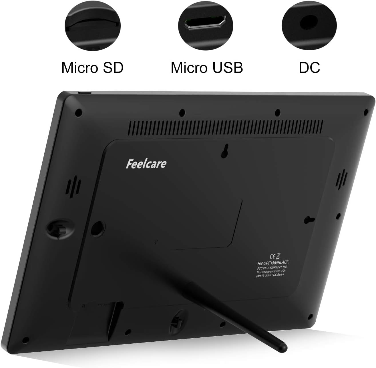 15.6 Inch 16GB WiFi Picture Frame with FHD 1920x1080 IPS Display,Touch Screen,Send Photos or Small Videos from Anywhere in The World, Wall Mountable, Portrait and Landscape(Black)