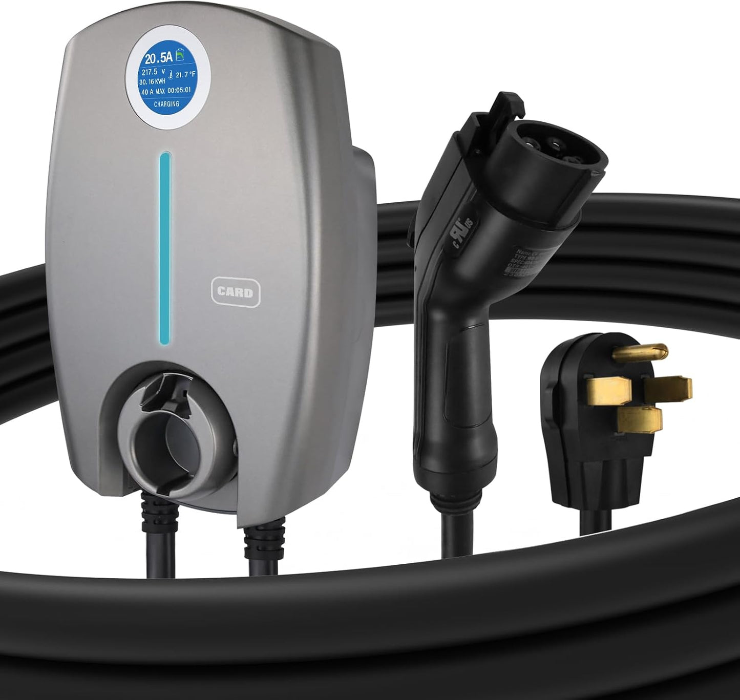 Home Smart Level 2 EV Charger up to 40 Amp, Outdoor Fast Charging Station with NEMA 14-50 Plug for All J1772 Electric Vehicles, Wi-Fi and Bluetooth Enabled EVSE, 25-Foot Cable