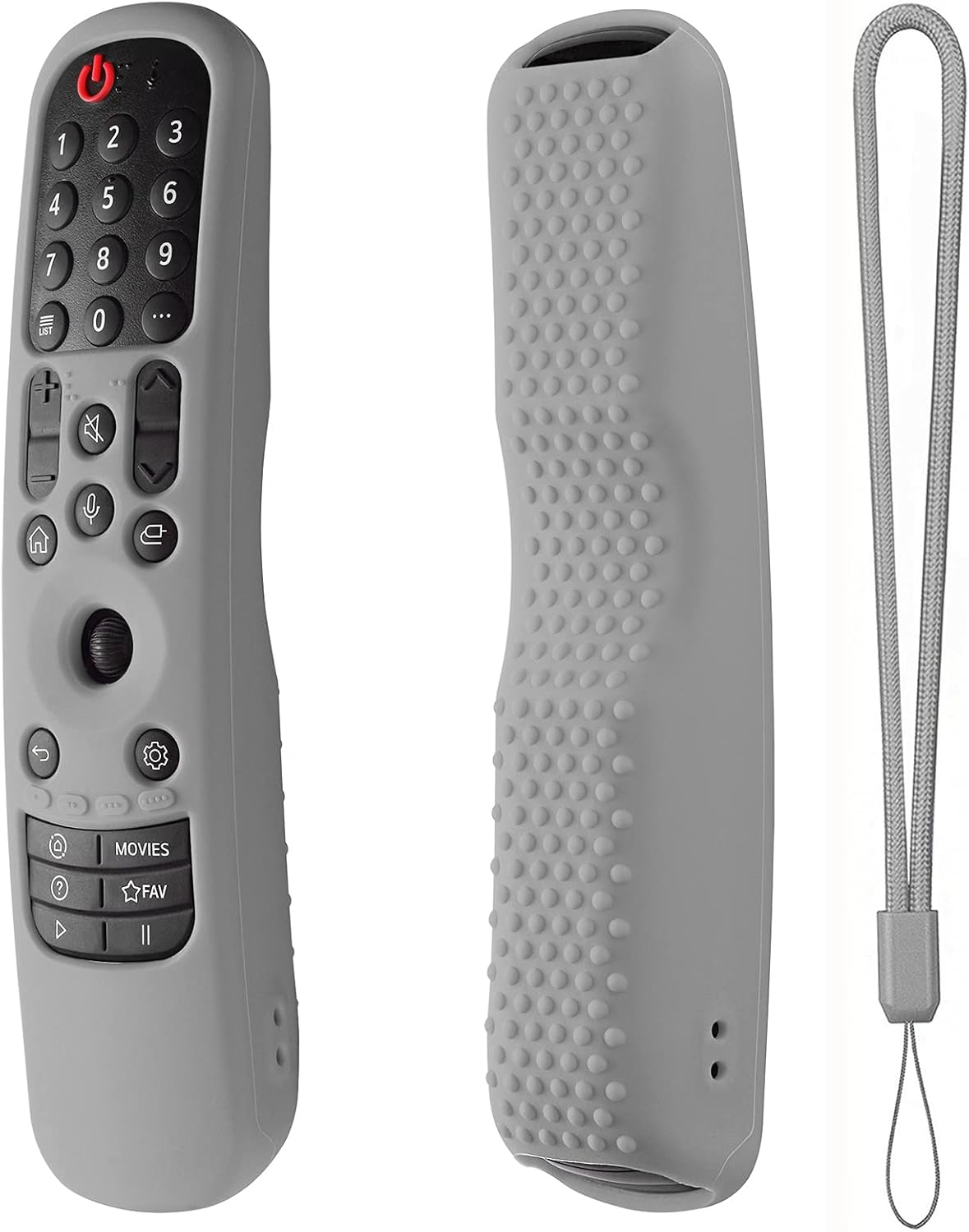 Hi Color Portable Electronic Device Cover for LG TV Remote, MR22GA/MR22GN/MR23GA Silicone Case with Lanyard(Gray)