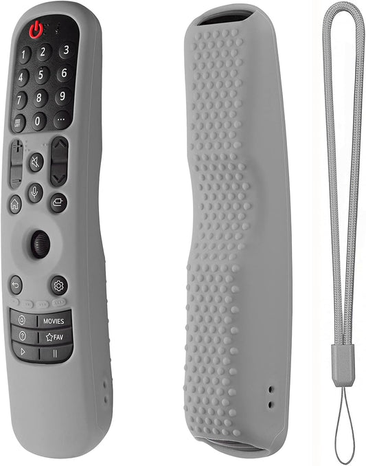 Hi Color Portable Electronic Device Cover for LG TV Remote, MR22GA/MR22GN/MR23GA Silicone Case with Lanyard(Gray)