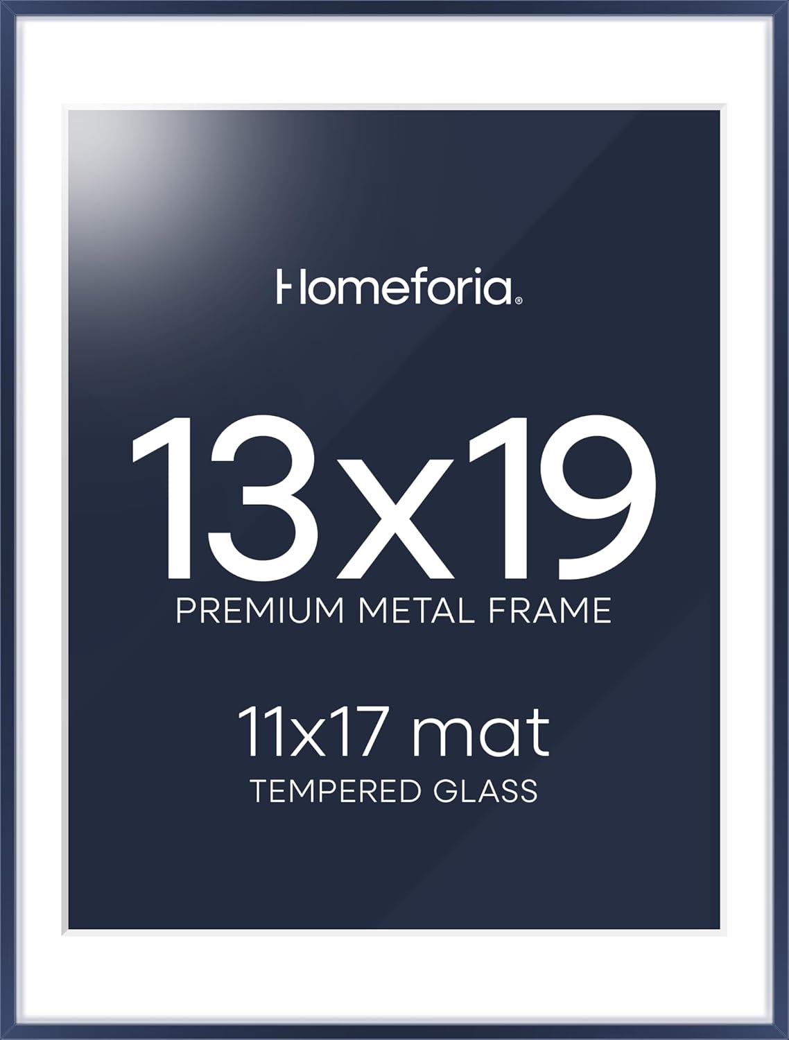 Homeforia 13x19 Picture Frame Navy Blue, High End Metal 13x19 Poster Frames with Mat 11x17 inch Photo, 13 x 19 Navy Blue Frame Matted to 11 by 17 Print, 19x13 Frame, Tempered Glass, Wall Kit, Set of 1