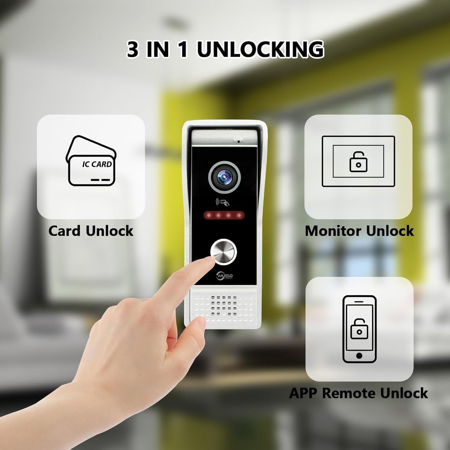 WiFi Video Intercom System Doorbell with Camera,1080P Touch Screen Monitor,Ring Doorbell Camera,Support Night Vision Remote Unlock Dual-Way Intercom for Home Security System (1 BELL+ 2 MONITOR)
