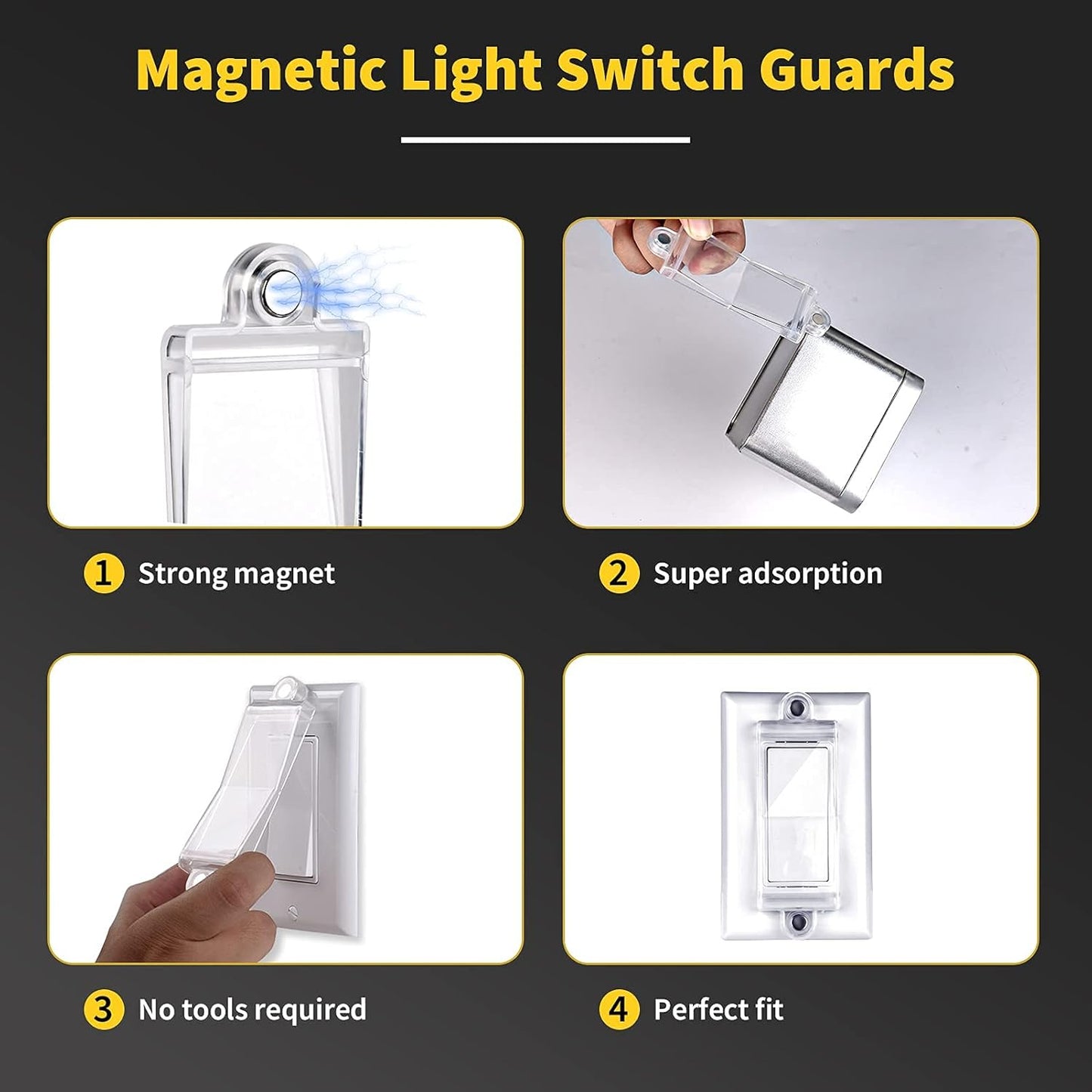 Magnetic Light Switch Guard Cover, Light Switch Guard, Light Switch Blocker, Light Switch Lock, Switch Cover Guard, Child Proof Light Switch Cover Guard (White,2 Piece)