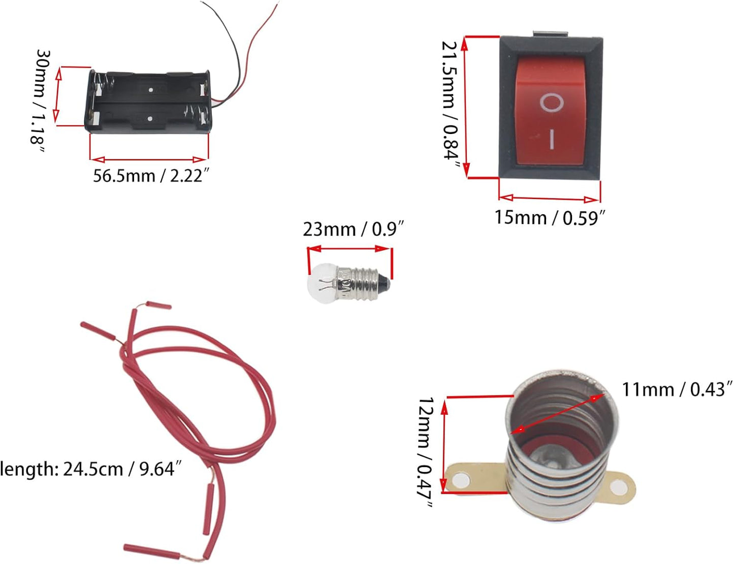 1set Electrical Circuit Experiment Kit Black DIY Physics Electric Circuit Learning Starter Kit for Home School Educational Kit (Bulb Rated Voltage: 2.5V)