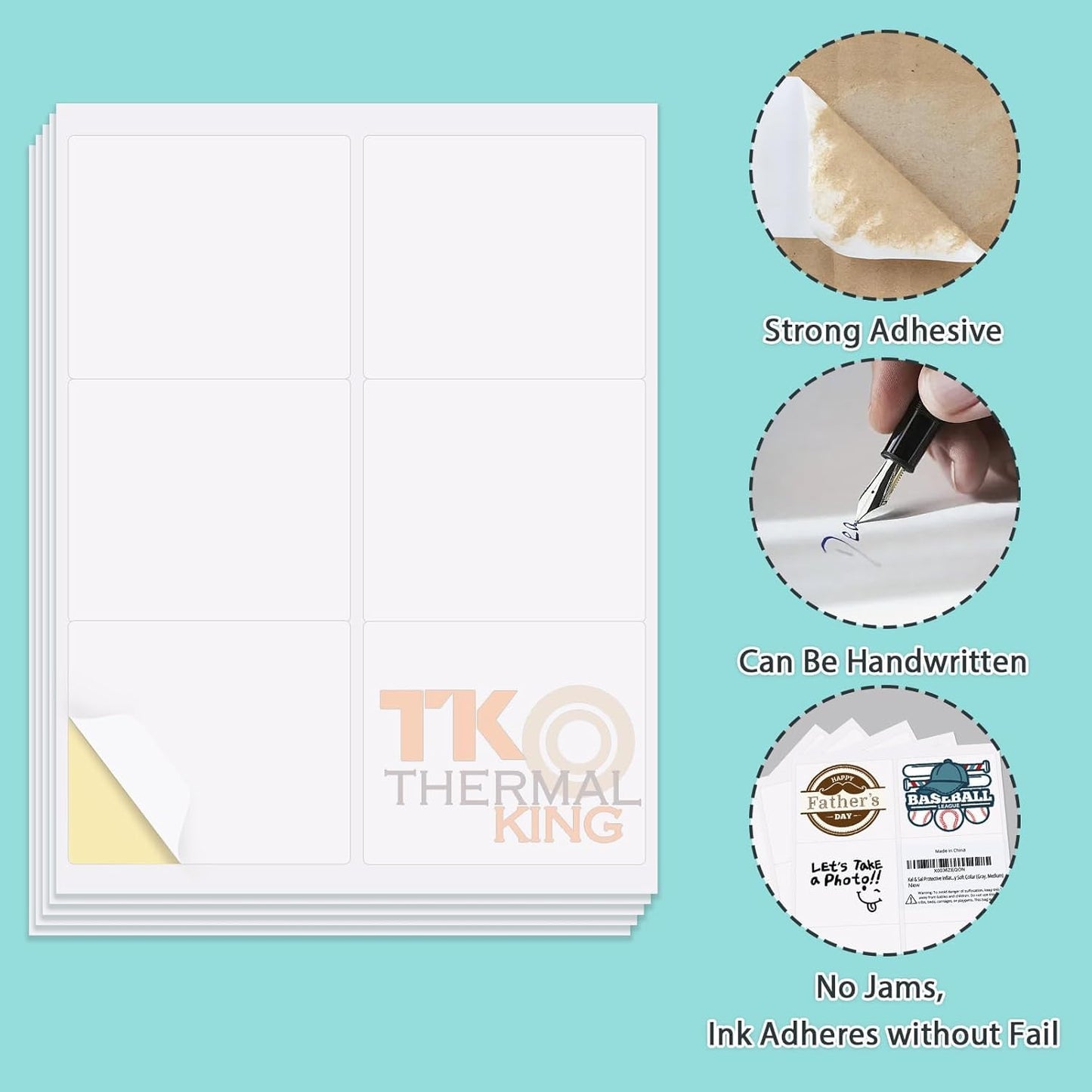 3 1/3" x 4" 100 Sheets Permanent Adhesive White Shipping 600 Labels for Laser & Inkjet Printers (6 Labels/Sheet)