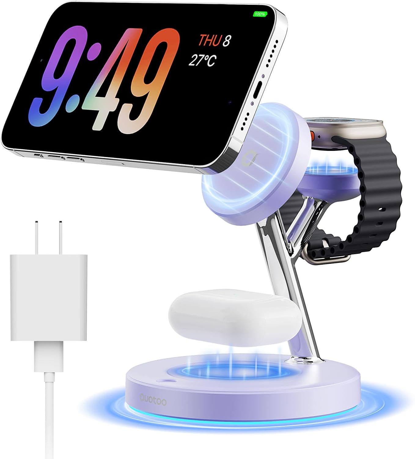 2025 3 in 1Charging Station Compatible with Mag-safe Charger Wireless Charger Stand for iPhoneAir17 16 15 14 13 12Series Wireless Charging Station for AirPods Wireless Charging Stand for iWatch Series