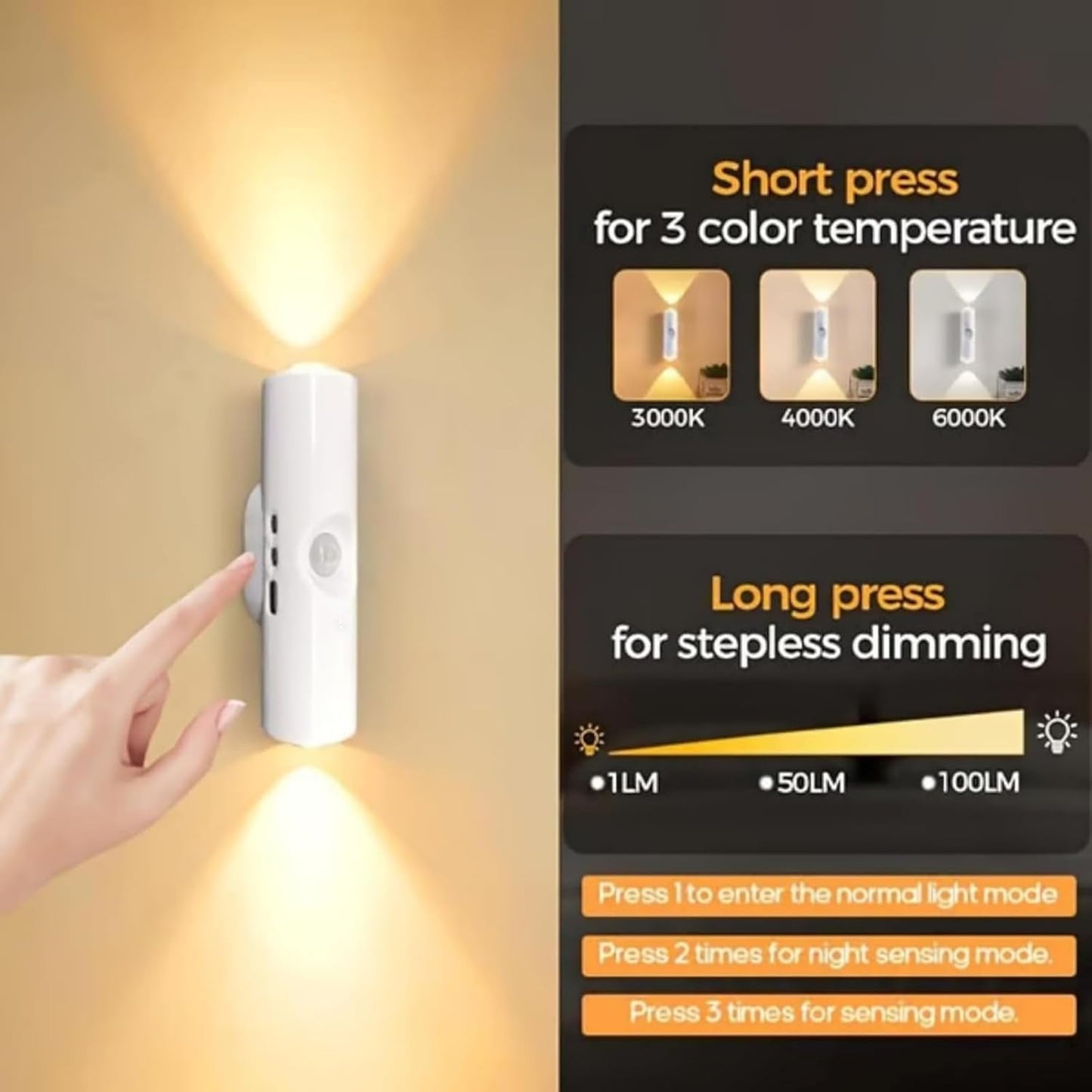 Rechargeable Smart LED Motion Sensor Ambient Light, Punch-Free Smart Sensor Magnetic Rechargeable LED Lights, Color Changing Motion Sensor Light for Stairs, Wardrobe, Cabinet (2, Black-RGB 7colors)