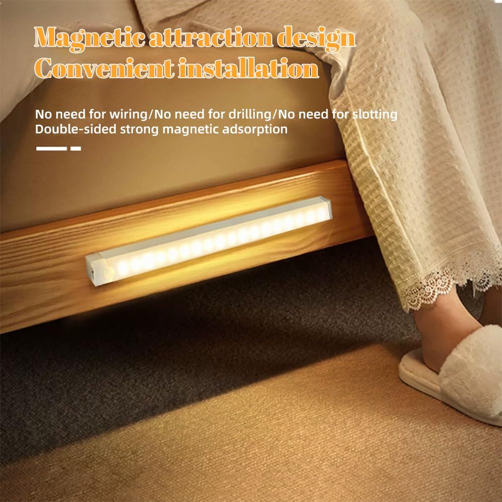 Punch-Free Smart Sensor Magnetic Rechargeable Led Lights, Rechargeable Motion Sensor Lights, Motion Sensor Light Indoor, for Wardrobes Kitchens Closets and Studios (2Set-White,20cm/7.87in)
