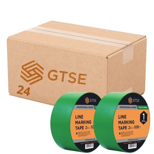 GTSE 2 inch x 108 ft Green PVC Vinyl Floor Tape, 24 Rolls, Safety Marking Tape, 6 mil Thick, Suitable for Dance Floors, Gyms, Warehouses, Sports Facilities