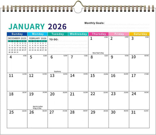 2026 Wall Calendar, 12 Months from January 2026 to December 2026,11 x 14 inch, Holidays