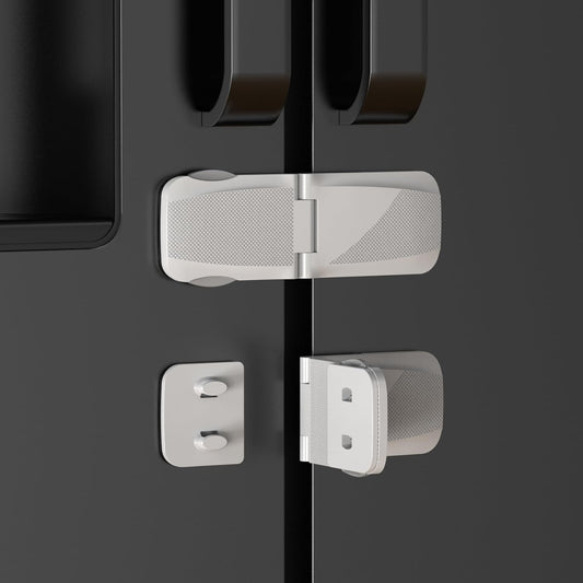 2 Pack Cabinet Locks Baby Proofing, QYESWHSR Fridge Locks for Kids with 3M Adhesive Pad, Child Proof Cabinet Locks French Door Refrigerator Freezer Lock RV Refrigerator, Oven Lock Easy Use (White)