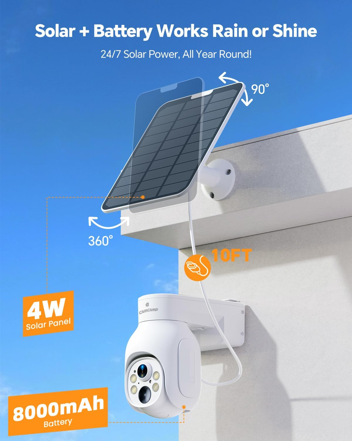 2K Solar Powered Security Cameras Wireless Outdoor, No Subscription, 6-Cam Pack, Home Security Camera System, 360° Pan & Tilt, Color Night Vision, 5G & 2.4G WiFi, 500GB HDD 10CH NVR, Motion Detection