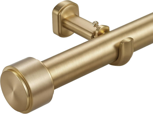Heavy Duty Curtain Rods,1 1/4" Large Diameter Premium Nonadjustable Curtain Rod,108in/9ft Custom Window Treatment Rods with Durable Aluminum Brackets and End Caps,Gold Finish