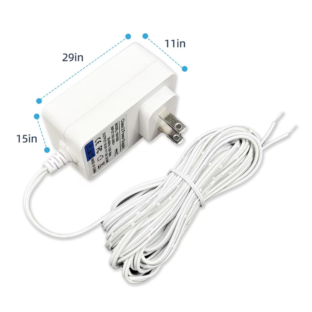18V DC Video Doorbell Power Adapter, Power Supply Transformer for Ring, Nest, Eufy, Wyze, Arlo, 19.6 ft Cable, White