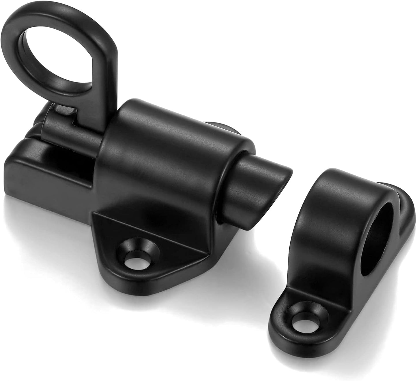 10 Packs Self-Closing Latches，Black Spring Door Lock，Resilient Bolt Latch Aluminum Alloy Safety Automatic Spring Barrel Slide Door Lock with Screws,Used for Gate,Window and Cabinet etc