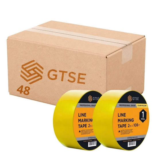 GTSE 2 inch x 108 ft Yellow PVC Vinyl Floor Tape, 48 Rolls, Safety Marking Tape, 6 mil Thick, Suitable for Dance Floors, Gyms, Warehouses, Sports Facilities