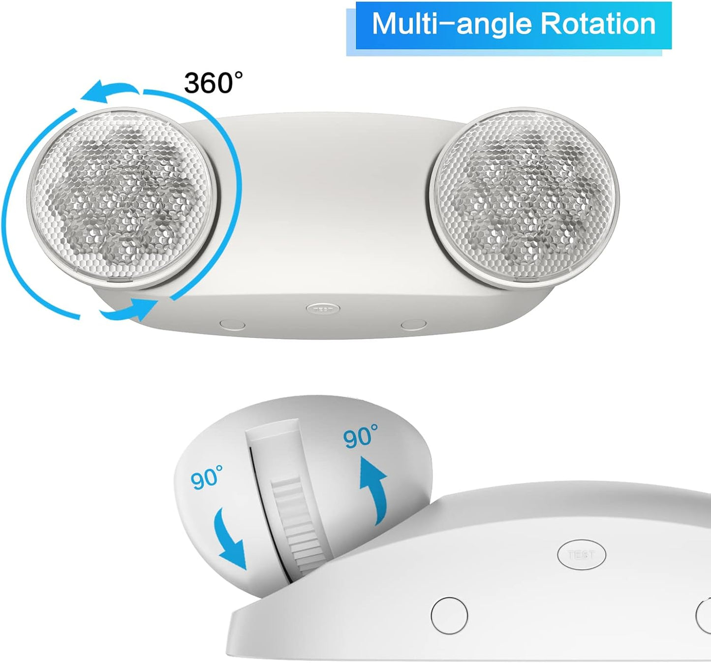 1 Pack Led Emergency Lights for Business, LED Emergency Exit Lights with Battery Backup, 2 Bug Eye Heads Adjustable Commercial Emergency Lighting Fixtures, UL 924 Certified.