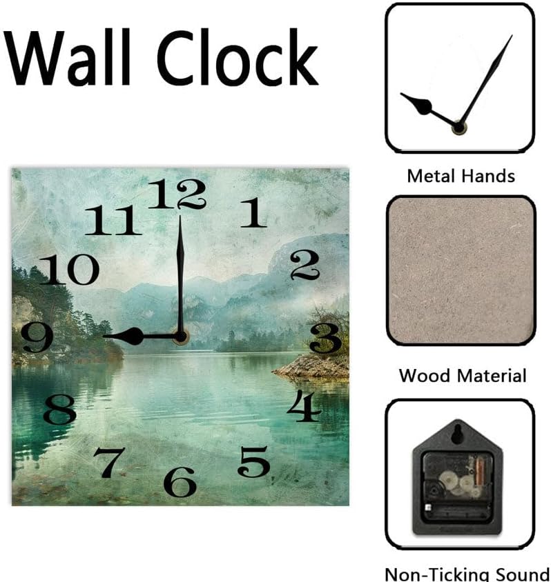 10 in Beach Path -194 Wood Wall Clock – Digital Time Display, Smart Home Compatible for Bedside or Workspace