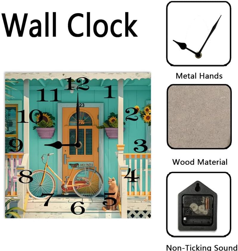 10 in Cosmic Connection -196 Wood Wall Clock – Digital Time Display, Smart Home Compatible for Bedside or Workspace