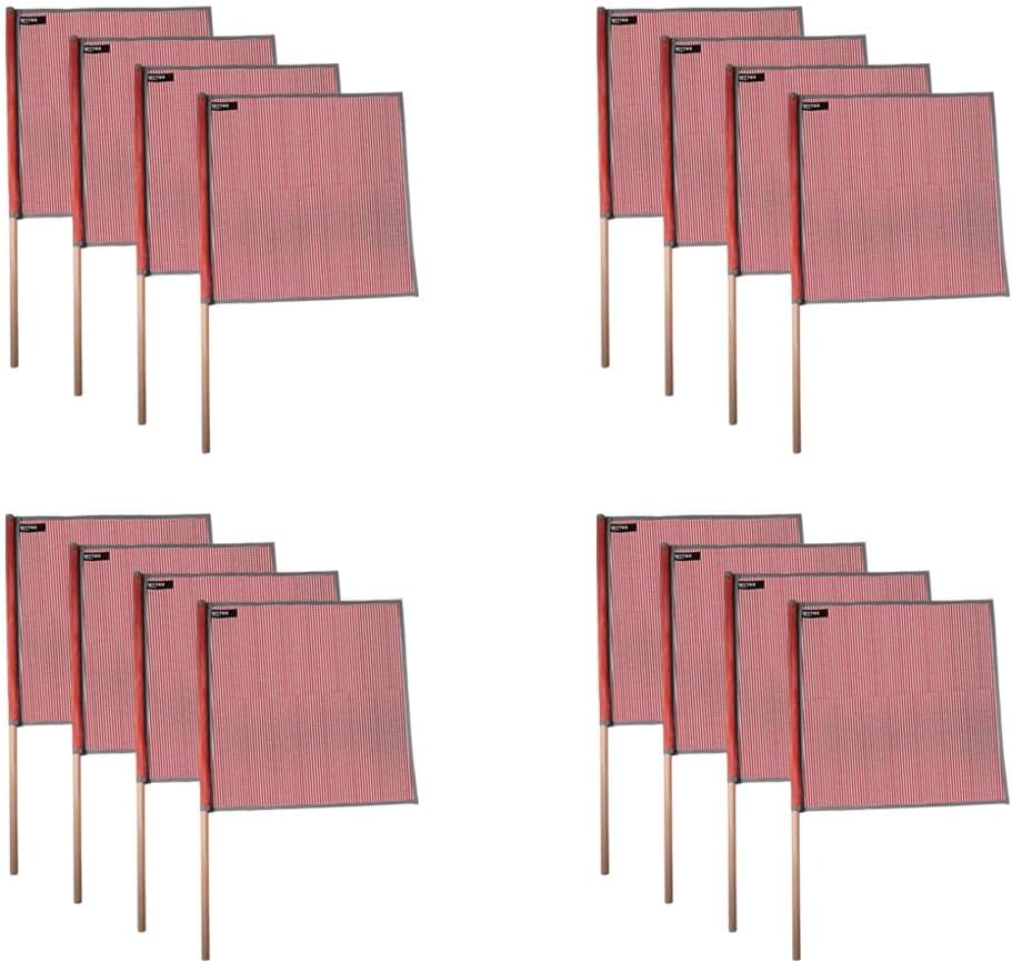 (16 Pack) 18"x18" Red Warning Flags for Trucks with Dowel & Reflective Webbing - High Visibility Vinyl Mesh Safety Flag DOT Compliant