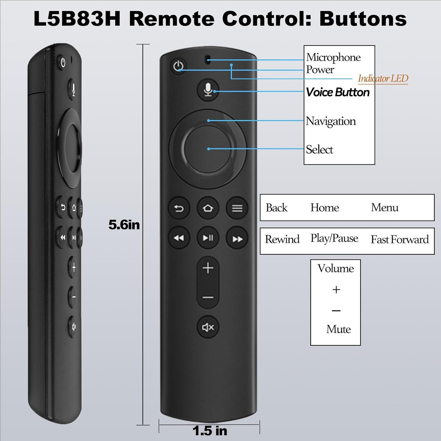 (Pack of 2) New Voice Replacement TV Remote Compatible with Stick 2rd Gen L5B83H, Compatible with Amazon Smart TVs Stick (2nd Gen,3rd Gen,Lite,4K)