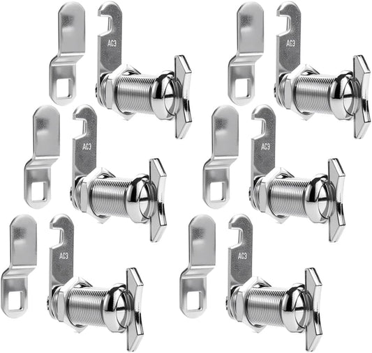 1-1/8" Thumb Operated Offset Cam Lock, RV Compartment Latch, Non-Locking Thumb Turn, for RV Compartment Camper Storage Door (6 Pack)